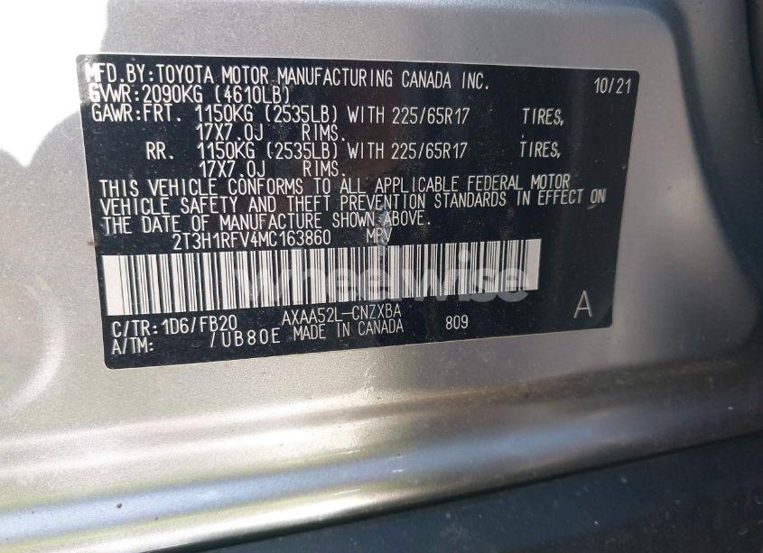 Photo 9 of 2021 Toyota Rav4 LE (VIN 2T3H1RFV4MC163860)