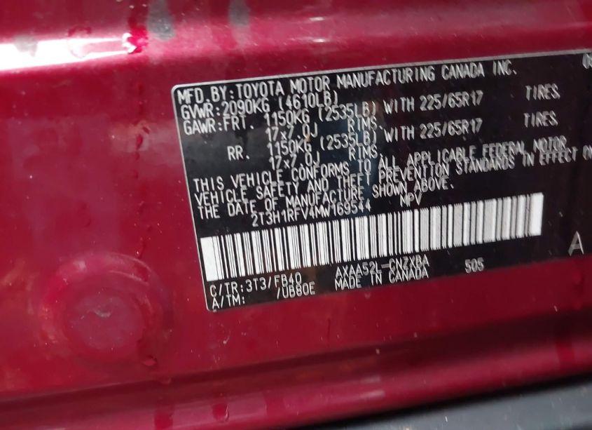 Photo 9 of 2021 Toyota Rav4 LE (VIN 2T3H1RFV4MW169544)