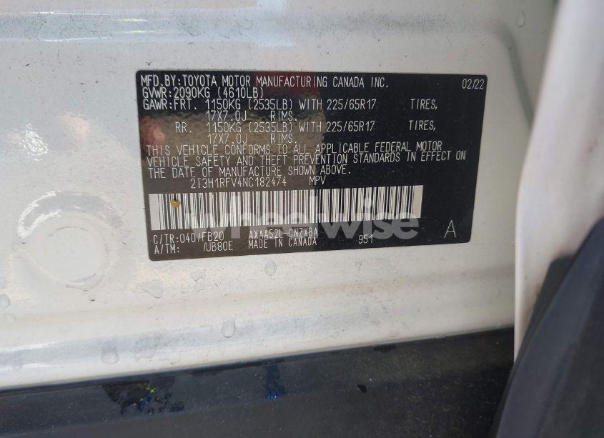 Photo 9 of 2022 Toyota Rav4 LE (VIN 2T3H1RFV4NC182474)