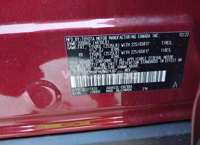 Photo 9 of 2024 Toyota Rav4 LE (VIN 2T3H1RFV4RW314167)