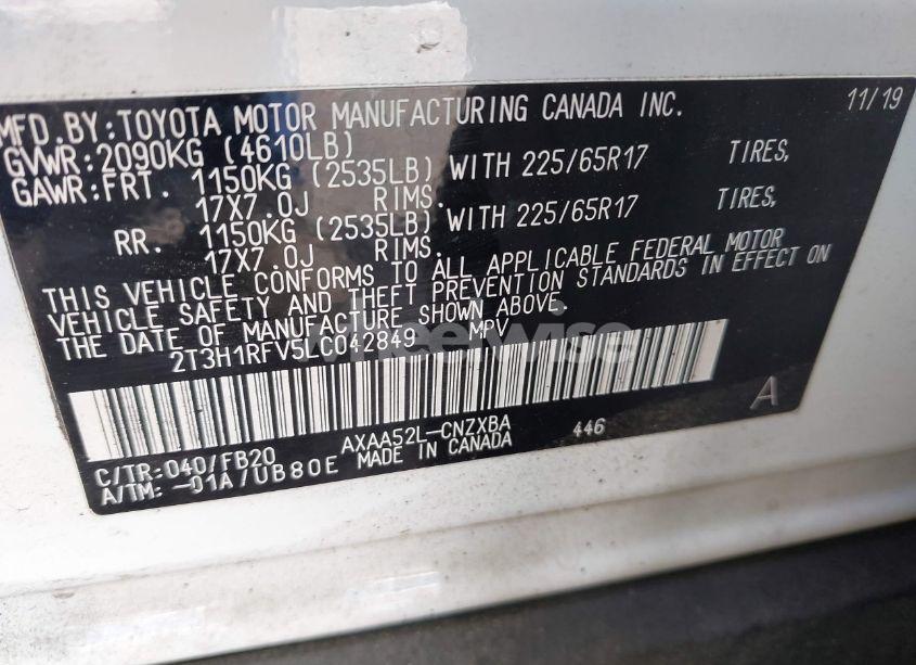 Photo 9 of 2020 Toyota Rav4 LE (VIN 2T3H1RFV5LC042849)