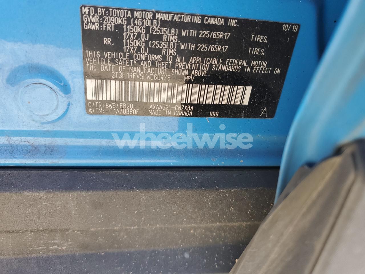 Photo 13 of 2020 TOYOTA RAV4 LE (VIN 2T3H1RFV5LW060475)