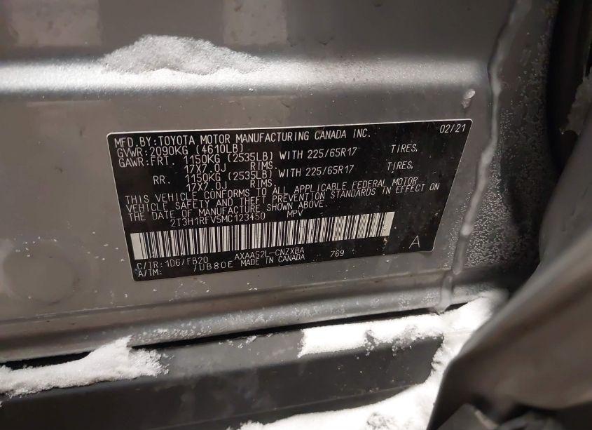 Photo 9 of 2021 Toyota Rav4 LE (VIN 2T3H1RFV5MC123450)