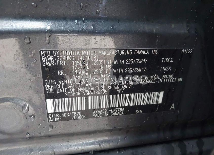 Photo 9 of 2022 Toyota Rav4 LE (VIN 2T3H1RFV5NW186905)