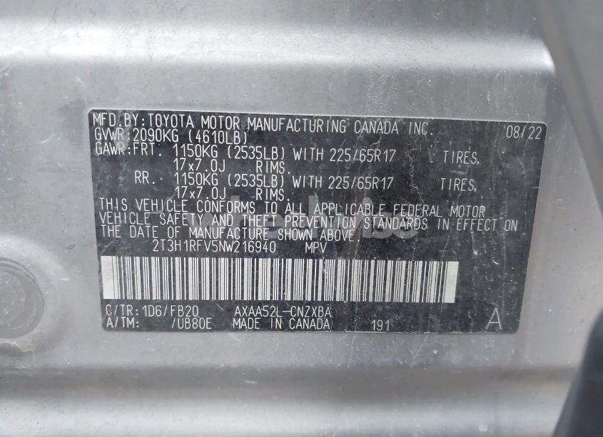 Photo 9 of 2022 Toyota Rav4 LE (VIN 2T3H1RFV5NW216940)