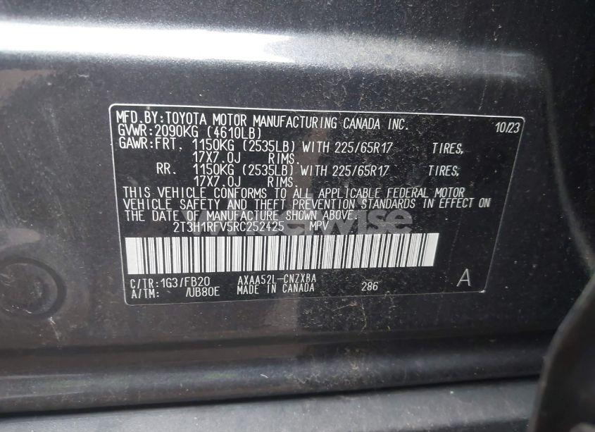 Photo 9 of 2024 Toyota Rav4 LE (VIN 2T3H1RFV5RC252425)