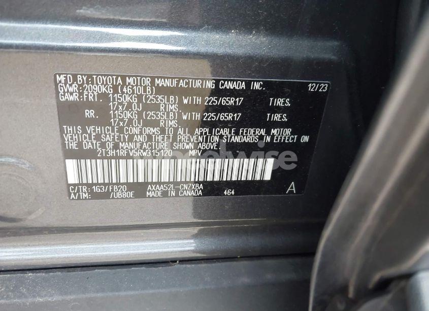 Photo 9 of 2024 Toyota Rav4 LE (VIN 2T3H1RFV5RW315120)