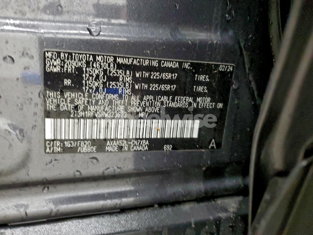 Photo 14 of 2024 TOYOTA RAV4 LE (VIN 2T3H1RFV5RW323623)