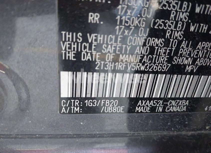 Photo 9 of 2024 Toyota Rav4 LE (VIN 2T3H1RFV5RW326697)