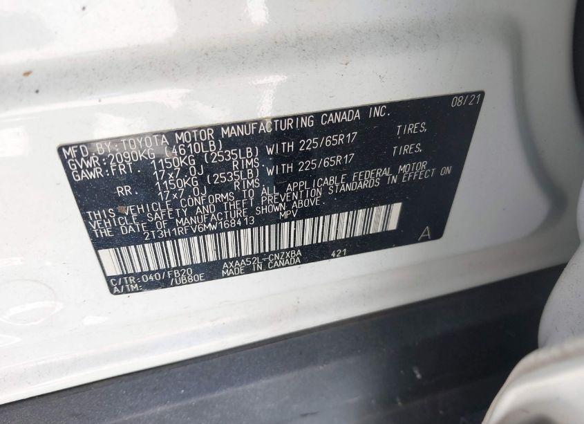 Photo 9 of 2021 Toyota Rav4 LE (VIN 2T3H1RFV6MW168413)