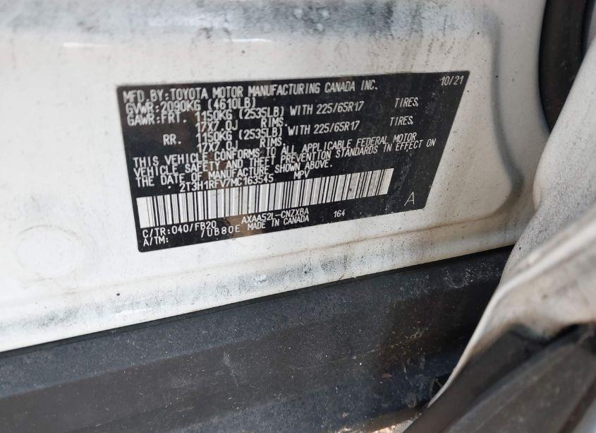 Photo 8 of 2021 Toyota Rav4 LE (VIN 2T3H1RFV7MC163545)