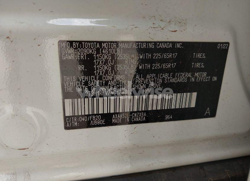 Photo 9 of 2022 Toyota Rav4 LE (VIN 2T3H1RFV7NC179312)