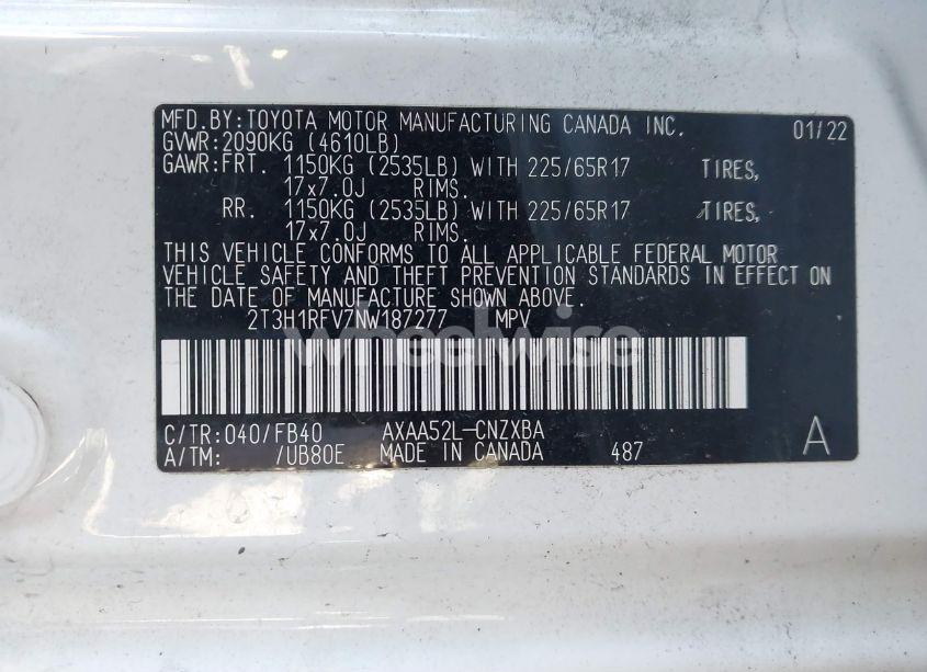 Photo 9 of 2022 Toyota Rav4 LE (VIN 2T3H1RFV7NW187277)