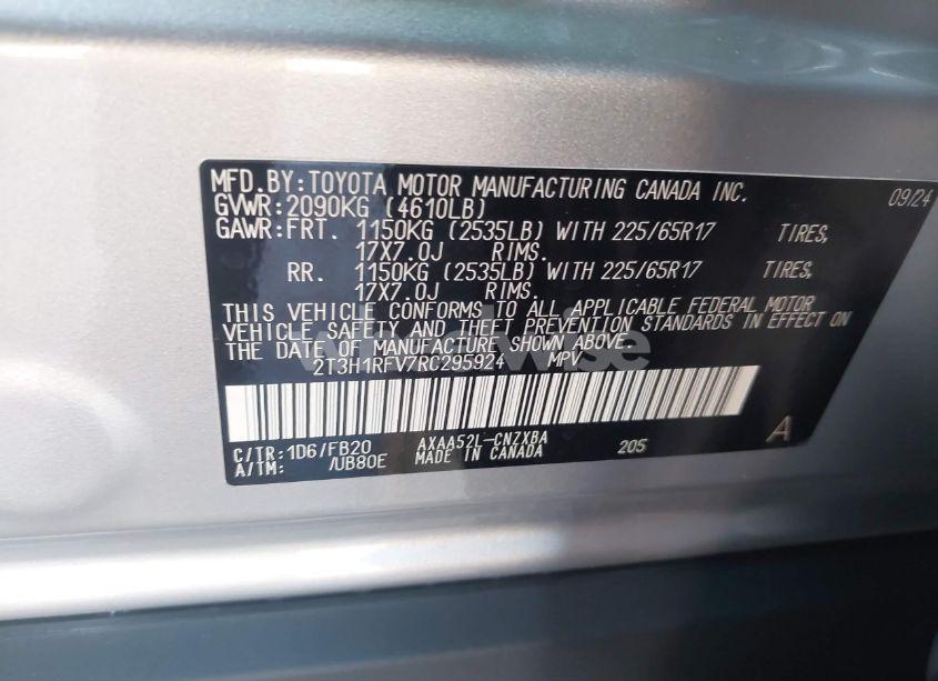 Photo 9 of 2024 Toyota Rav4 LE (VIN 2T3H1RFV7RC295924)