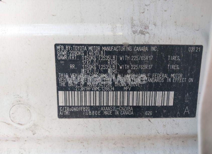 Photo 9 of 2021 Toyota Rav4 LE (VIN 2T3H1RFV8MC126634)