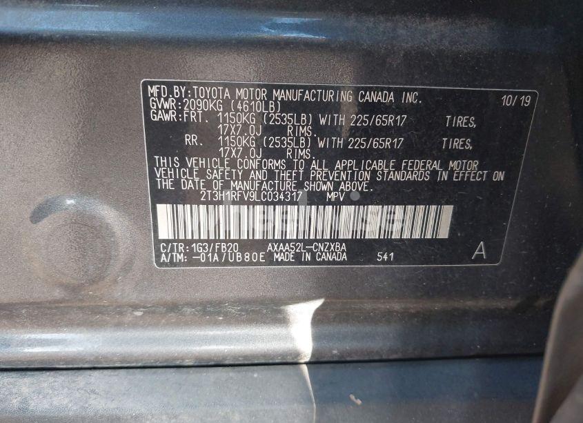 Photo 9 of 2020 Toyota Rav4 LE (VIN 2T3H1RFV9LC034317)