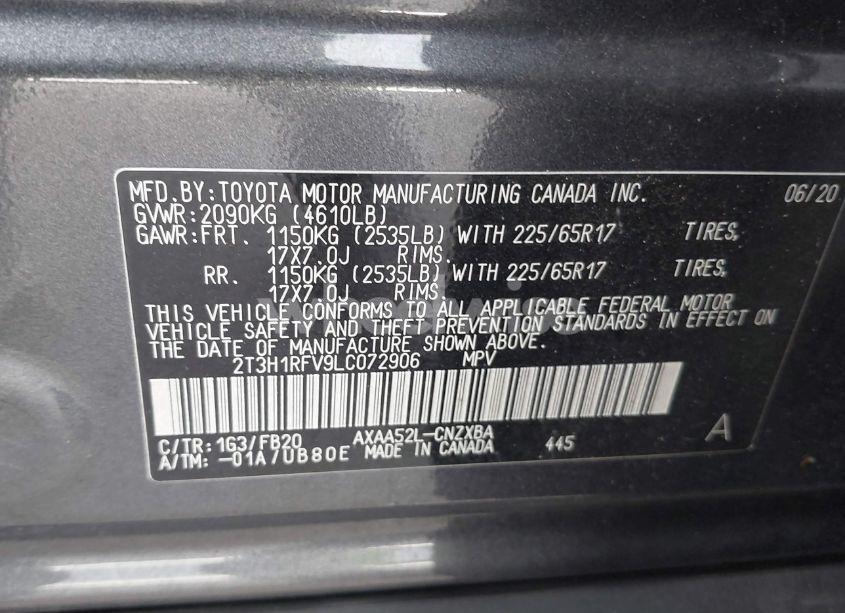 Photo 9 of 2020 Toyota Rav4 LE (VIN 2T3H1RFV9LC072906)