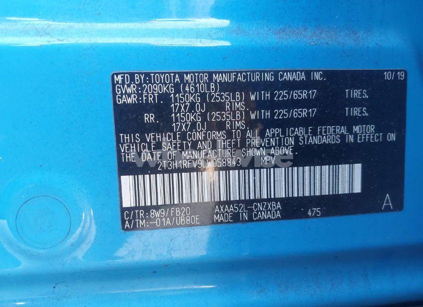 Photo 9 of 2020 Toyota Rav4 LE (VIN 2T3H1RFV9LW058843)