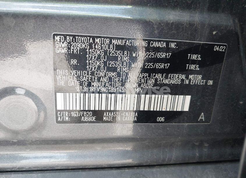 Photo 9 of 2022 Toyota Rav4 LE (VIN 2T3H1RFV9NC189145)