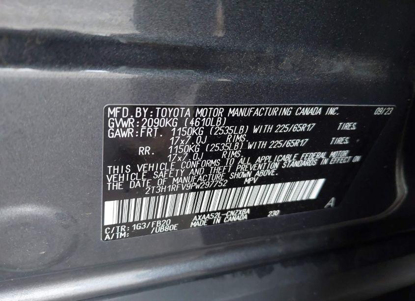 Photo 9 of 2023 Toyota Rav4 LE (VIN 2T3H1RFV9PW297752)