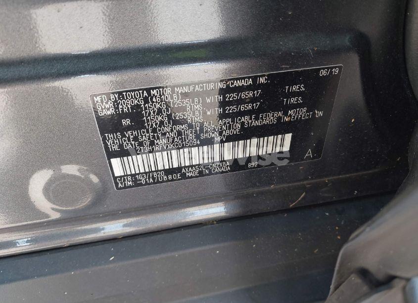 Photo 9 of 2019 Toyota Rav4 LE (VIN 2T3H1RFVXKC015094)