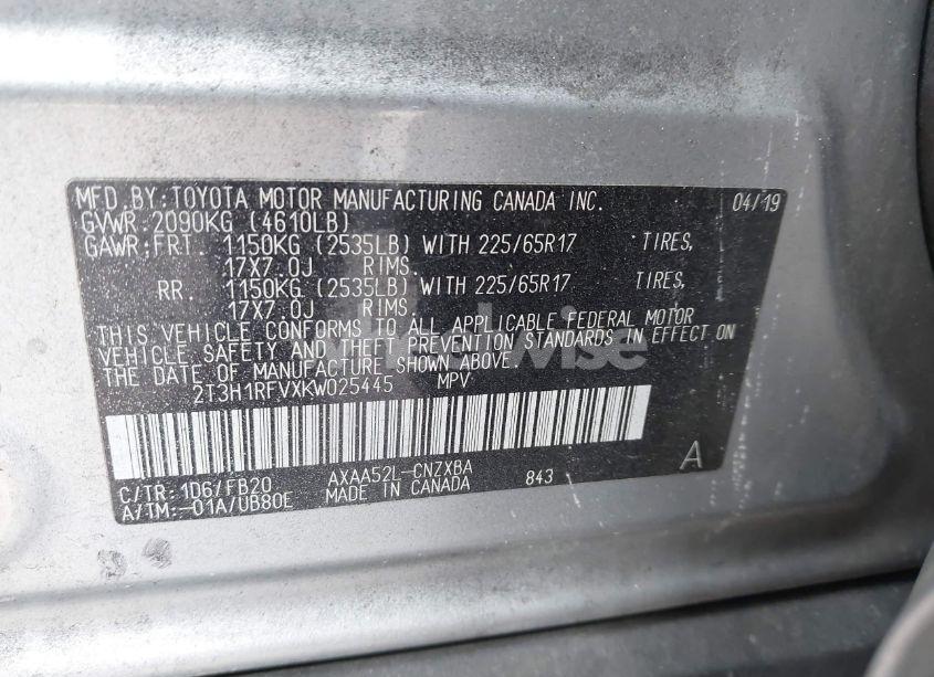 Photo 9 of 2019 Toyota Rav4 LE (VIN 2T3H1RFVXKW025445)