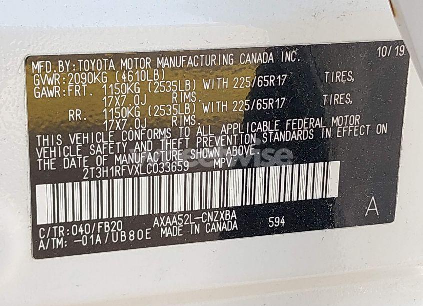 Photo 8 of 2020 Toyota Rav4 LE (VIN 2T3H1RFVXLC033659)