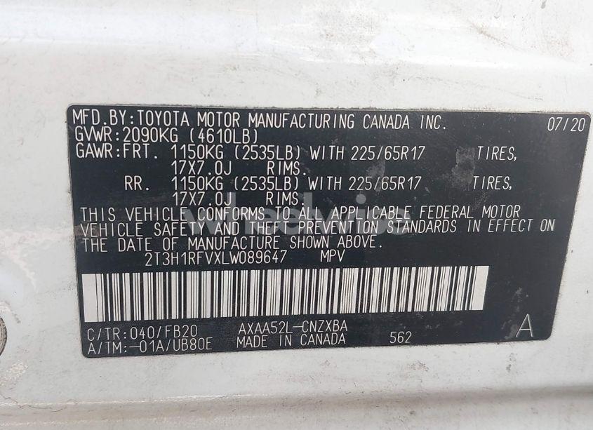 Photo 9 of 2020 Toyota Rav4 LE (VIN 2T3H1RFVXLW089647)