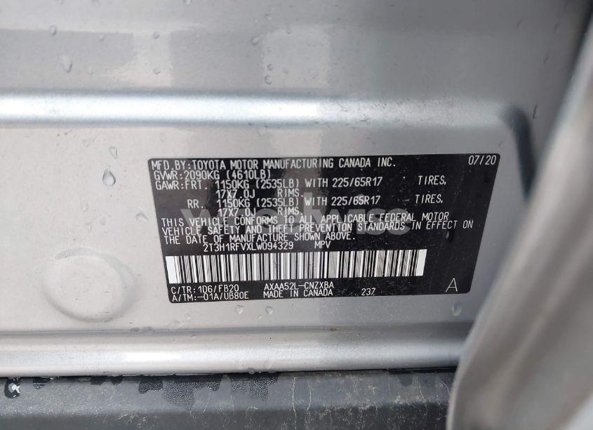 Photo 9 of 2020 Toyota Rav4 LE (VIN 2T3H1RFVXLW094329)