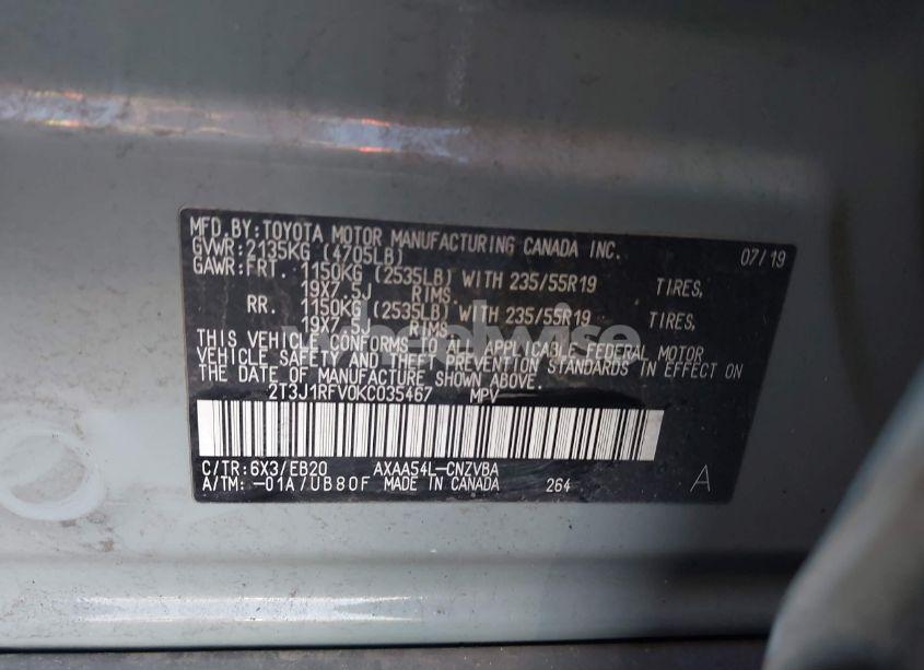 Photo 9 of 2019 Toyota Rav4 ADVENTURE (VIN 2T3J1RFV0KC035467)