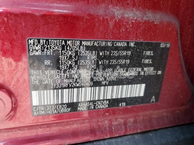 Photo 4 of 2019 TOYOTA RAV4 ADVENTURE (VIN 2T3J1RFV2KW040409)