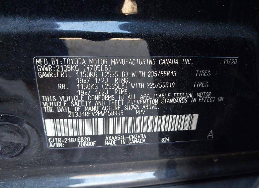 Photo 9 of 2021 Toyota Rav4 ADVENTURE (VIN 2T3J1RFV2MW158995)