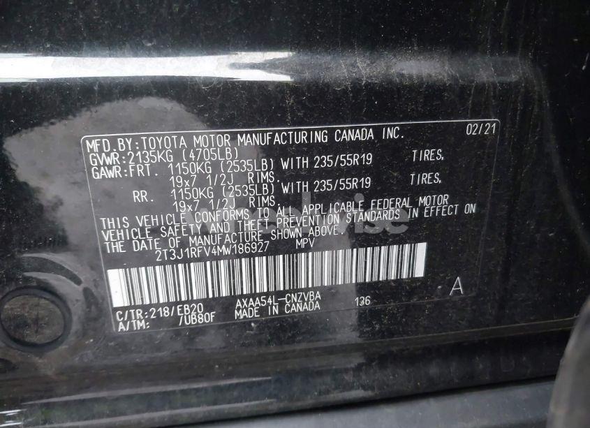 Photo 9 of 2021 Toyota Rav4 ADVENTURE (VIN 2T3J1RFV4MW186927)