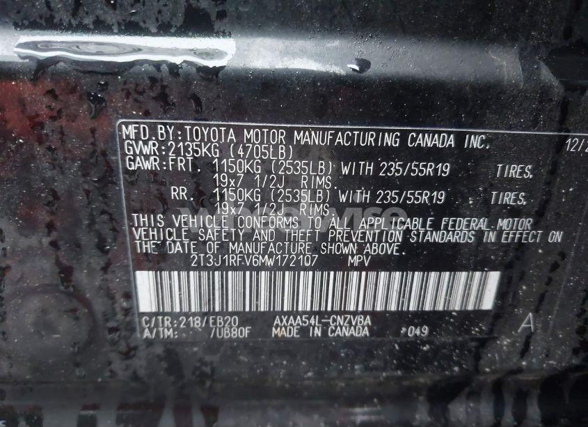 Photo 9 of 2021 Toyota Rav4 ADVENTURE (VIN 2T3J1RFV6MW172107)