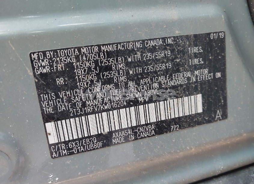 Photo 9 of 2019 Toyota Rav4 ADVENTURE (VIN 2T3J1RFV7KW016204)