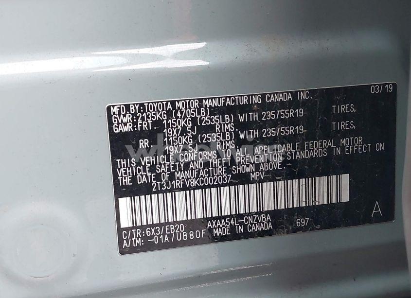 Photo 9 of 2019 Toyota Rav4 ADVENTURE (VIN 2T3J1RFV8KC002037)