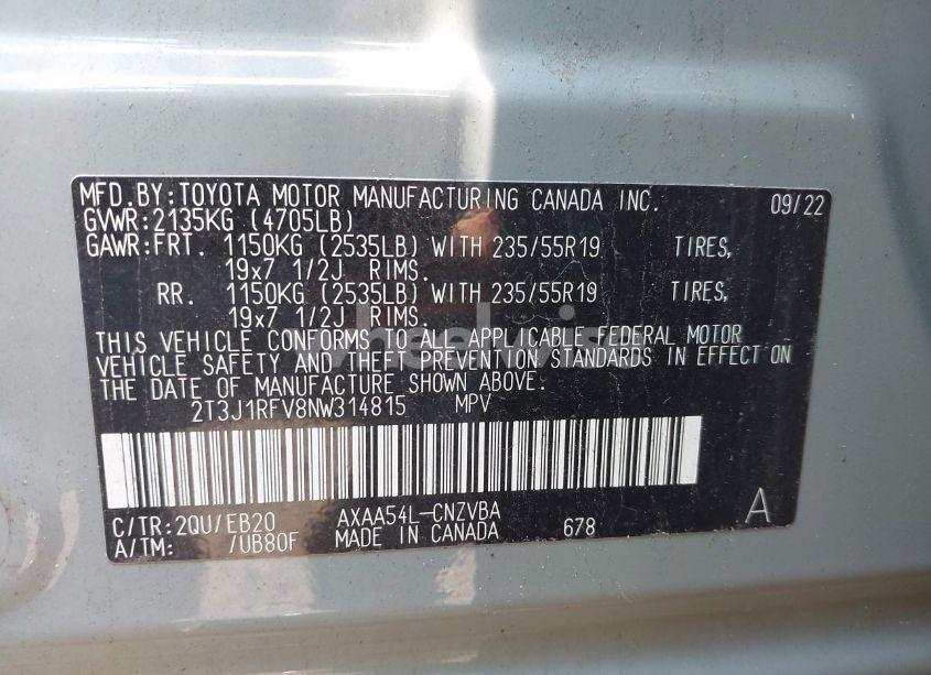 Photo 9 of 2022 Toyota Rav4 ADVENTURE (VIN 2T3J1RFV8NW314815)