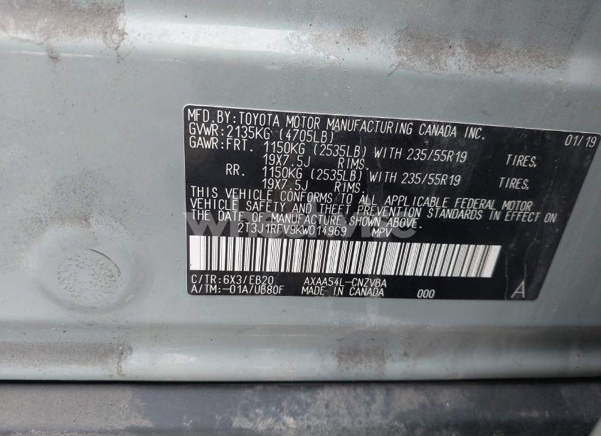 Photo 9 of 2019 Toyota Rav4 ADVENTURE (VIN 2T3J1RFV9KW014969)