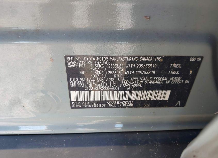 Photo 9 of 2019 Toyota Rav4 ADVENTURE (VIN 2T3J1RFVXKC044001)