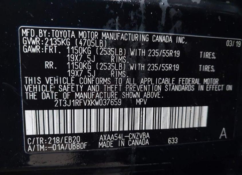 Photo 9 of 2019 Toyota Rav4 ADVENTURE (VIN 2T3J1RFVXKW037659)