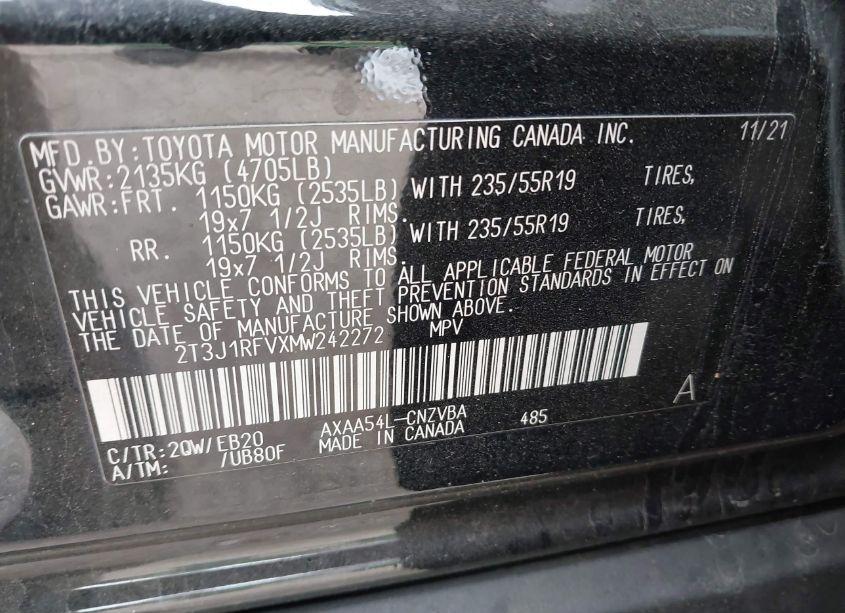 Photo 9 of 2021 Toyota Rav4 ADVENTURE (VIN 2T3J1RFVXMW242272)