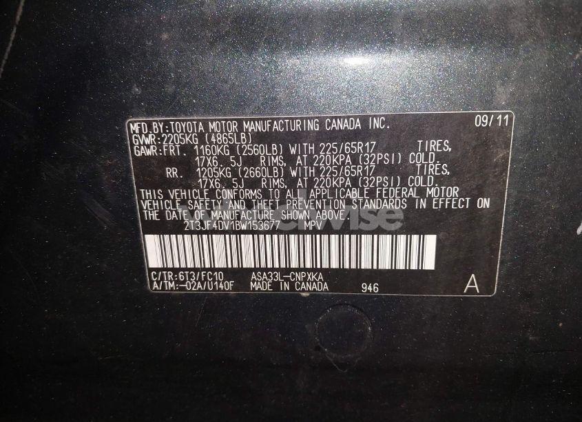 Photo 9 of 2011 Toyota Rav4 (VIN 2T3JF4DV1BW153677)