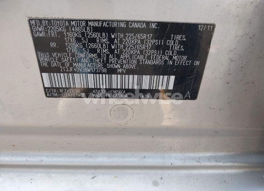 Photo 9 of 2011 Toyota Rav4 (VIN 2T3JF4DV3BW173798)