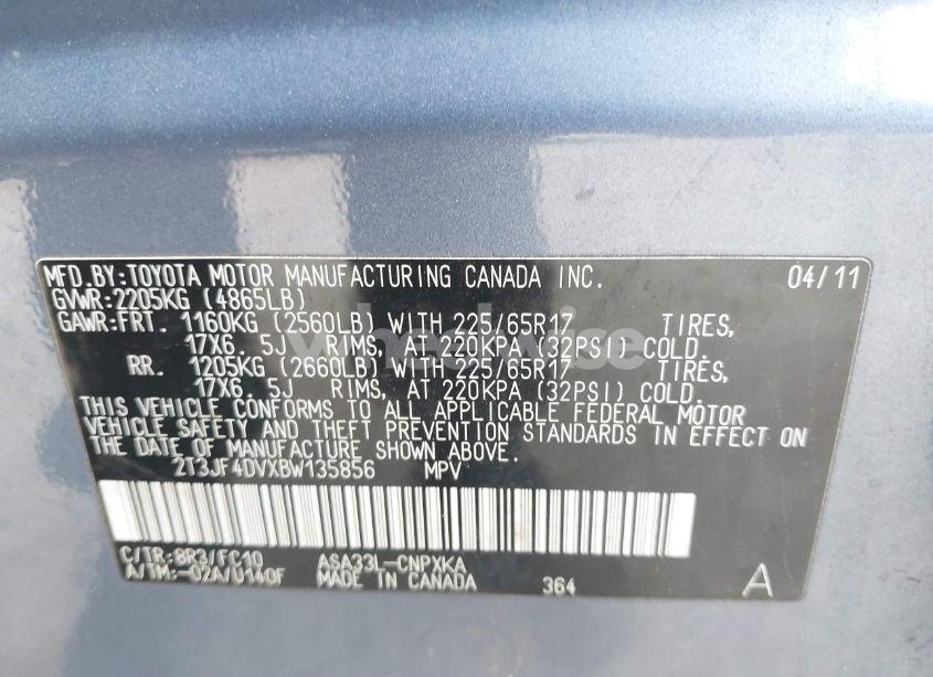 Photo 9 of 2011 Toyota Rav4 (VIN 2T3JF4DVXBW135856)