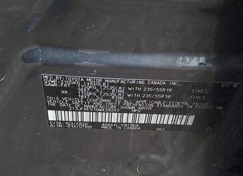 Photo 9 of 2016 Toyota Rav4 SE (VIN 2T3JFREV1GW439242)