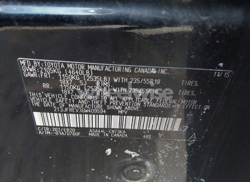 Photo 9 of 2016 Toyota Rav4 SE (VIN 2T3JFREV3GW409594)