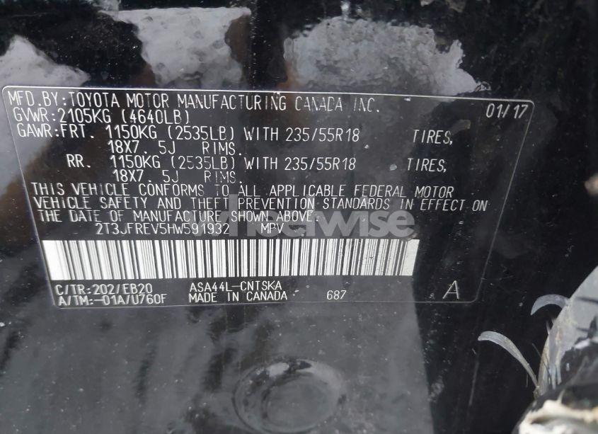 Photo 9 of 2017 Toyota Rav4 SE (VIN 2T3JFREV5HW591932)