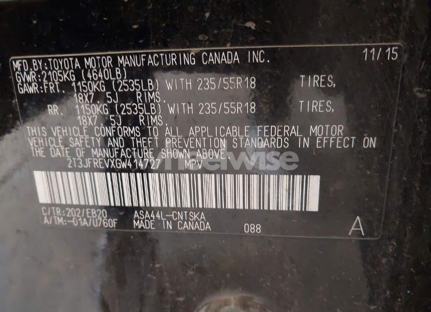 Photo 9 of 2016 Toyota Rav4 SE (VIN 2T3JFREVXGW414727)