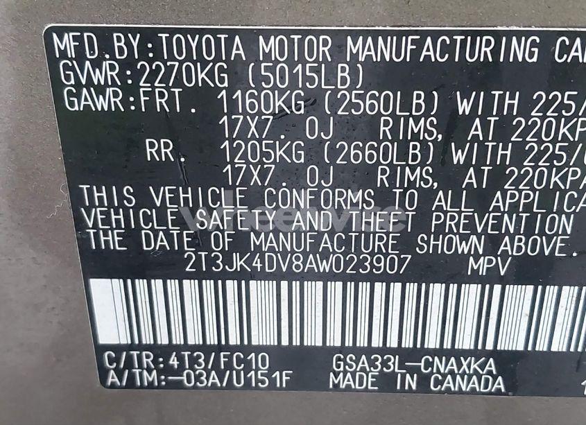 Photo 9 of 2010 Toyota Rav4 BASE V6 (VIN 2T3JK4DV8AW023907)