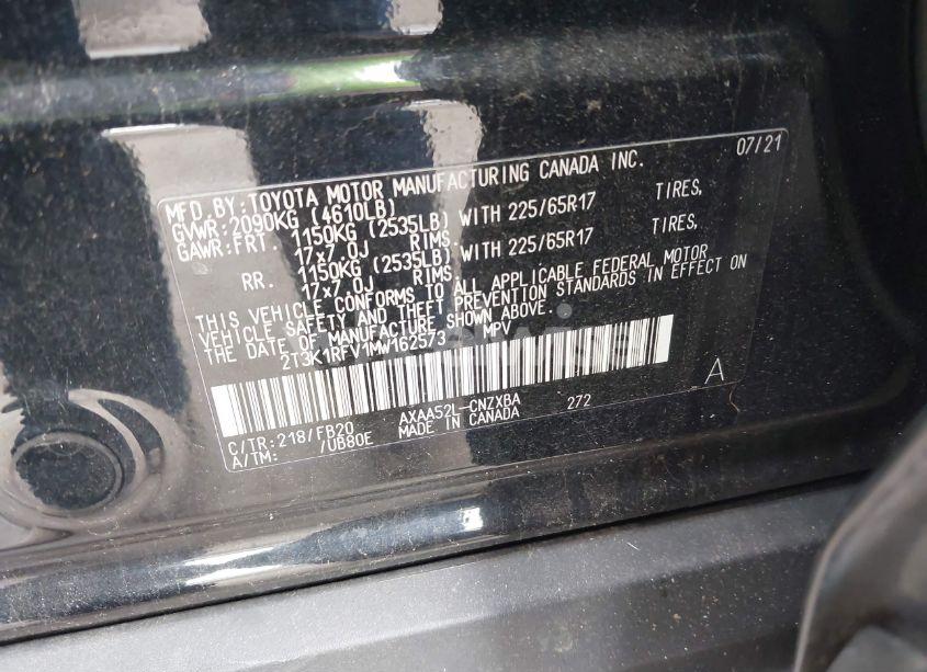 Photo 9 of 2021 Toyota Rav4 LE (VIN 2T3K1RFV1MW162573)